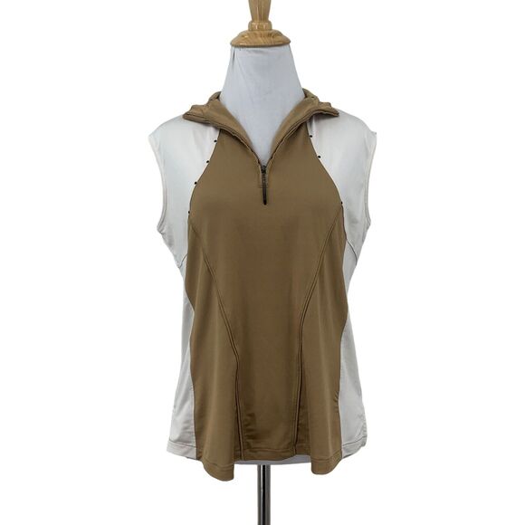 Jamie Sadock Golf Polo Tank Top Womens M Medium Colorblock 1/4 Zip Retro Shirt - Picture 1 of 12